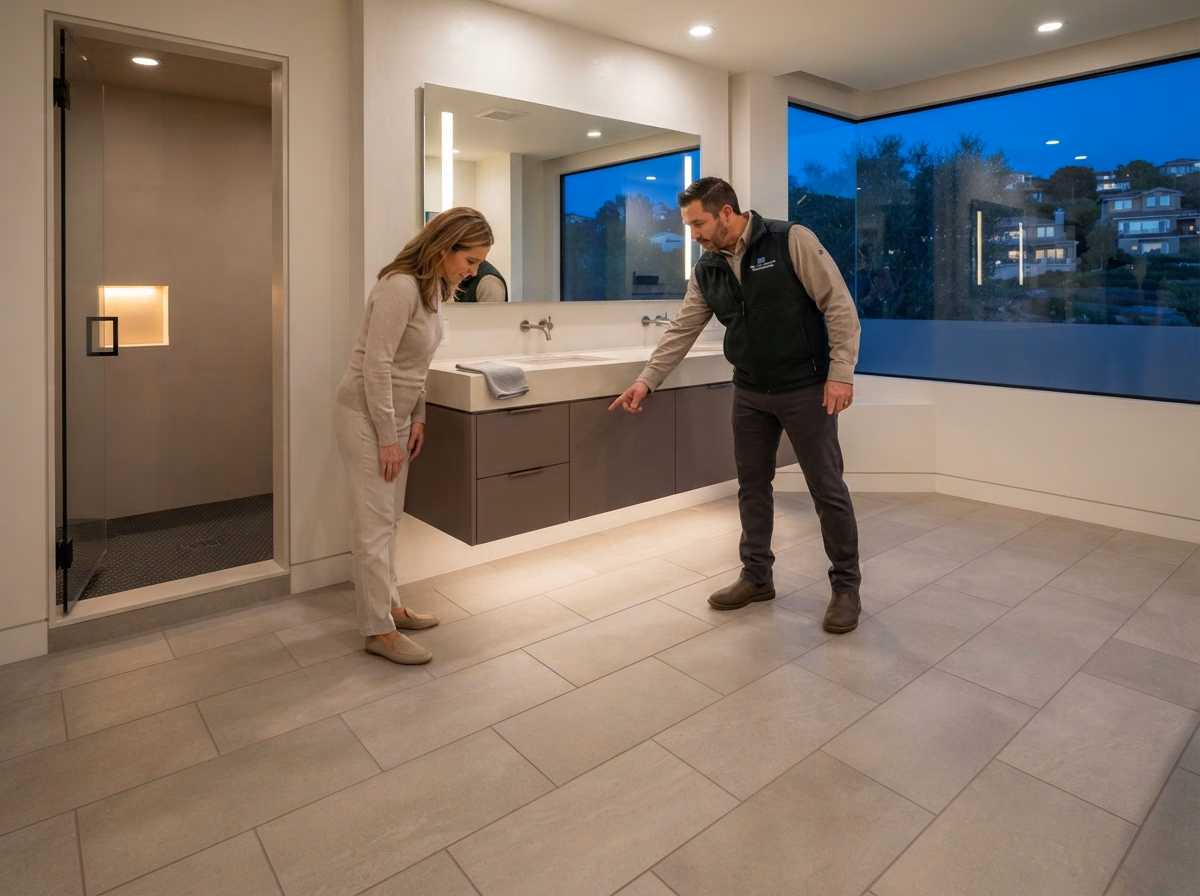 Bathroom Flooring Process Right in Orange County.