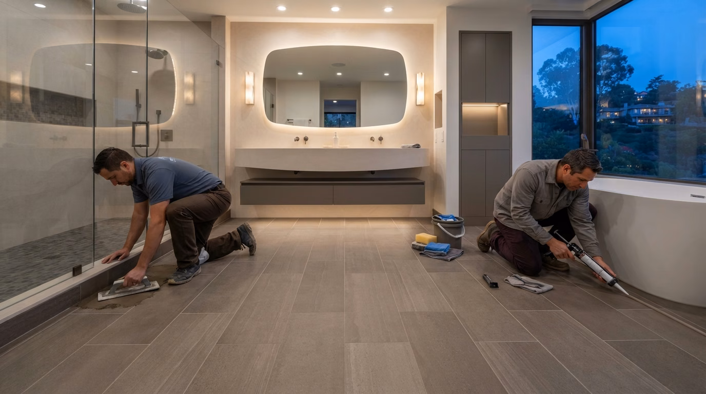 Grouting Sealing Finishing Flooring in Orange County.