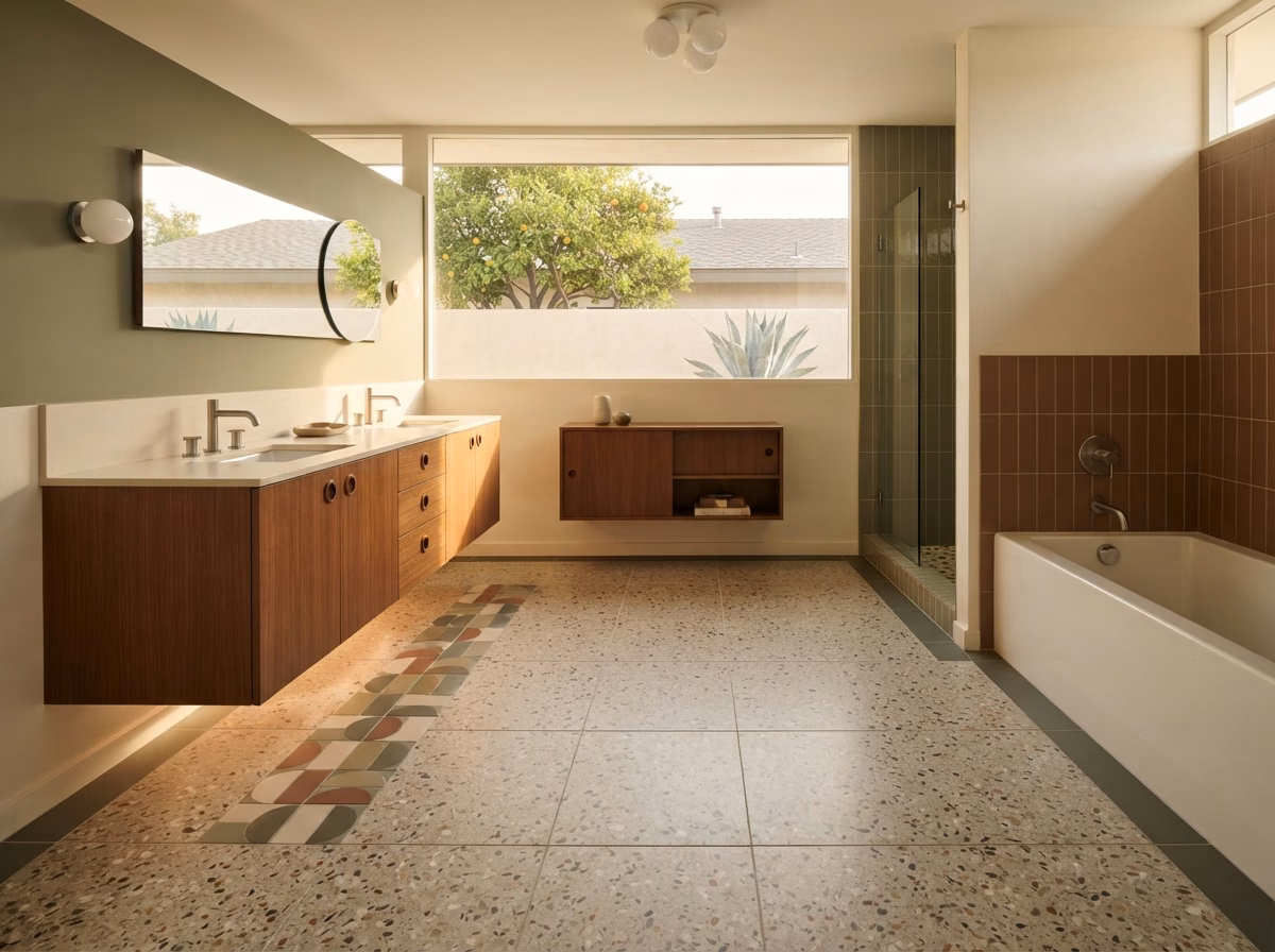 Mid Century Modern Flooring Design in Orange County.