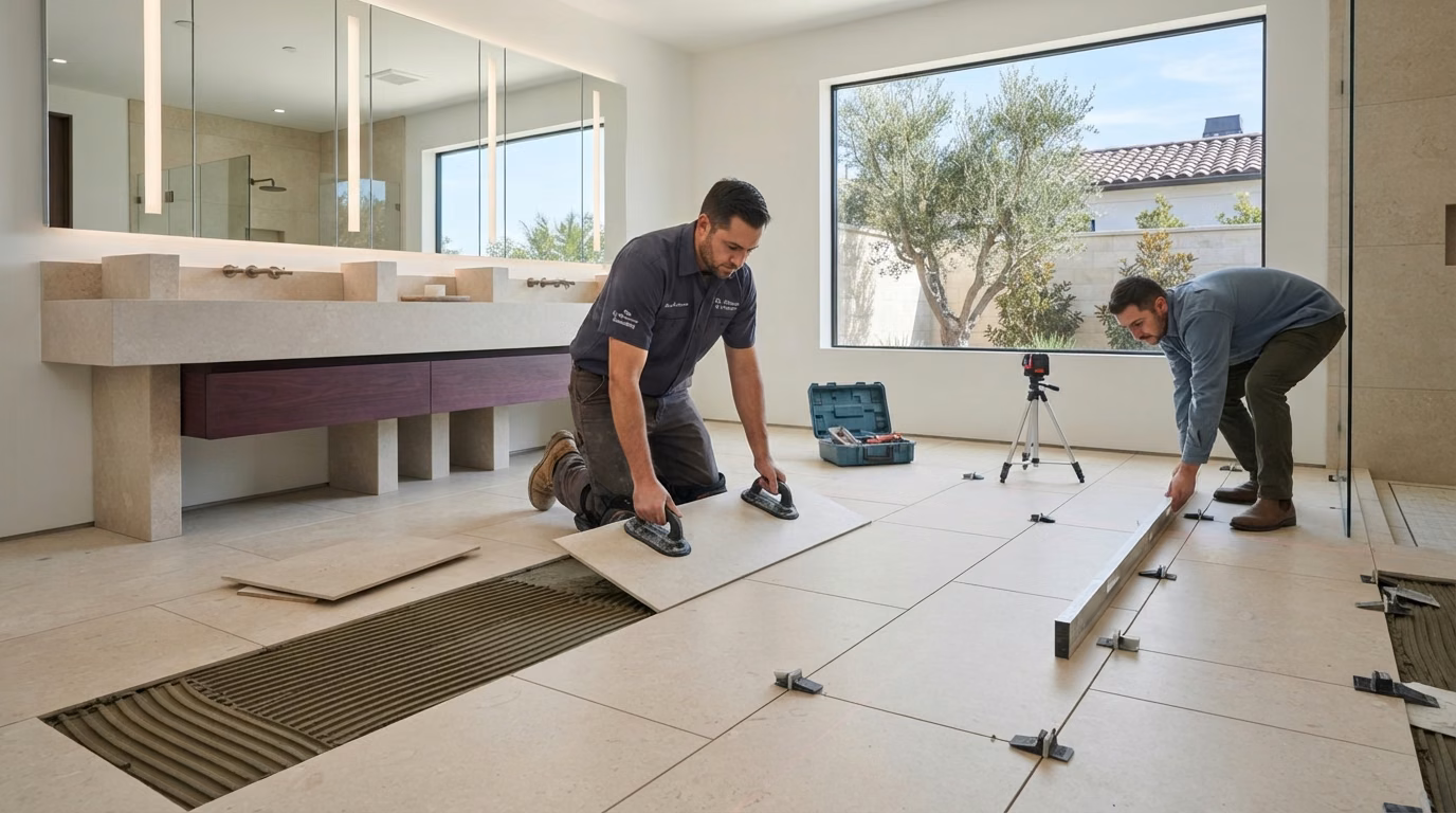 New Bathroom Floor Installation in Orange County.