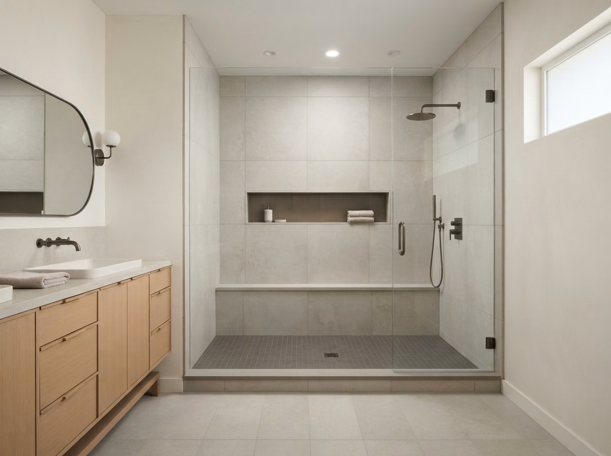 Large Format Tile Shower | Orange County Large Format Tile Shower in Orange County.