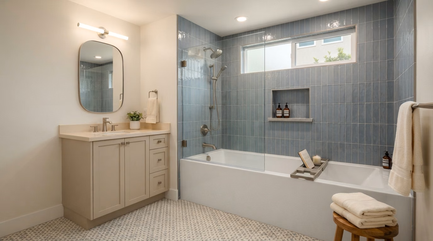 Shower-to-tub conversion in Orange County.