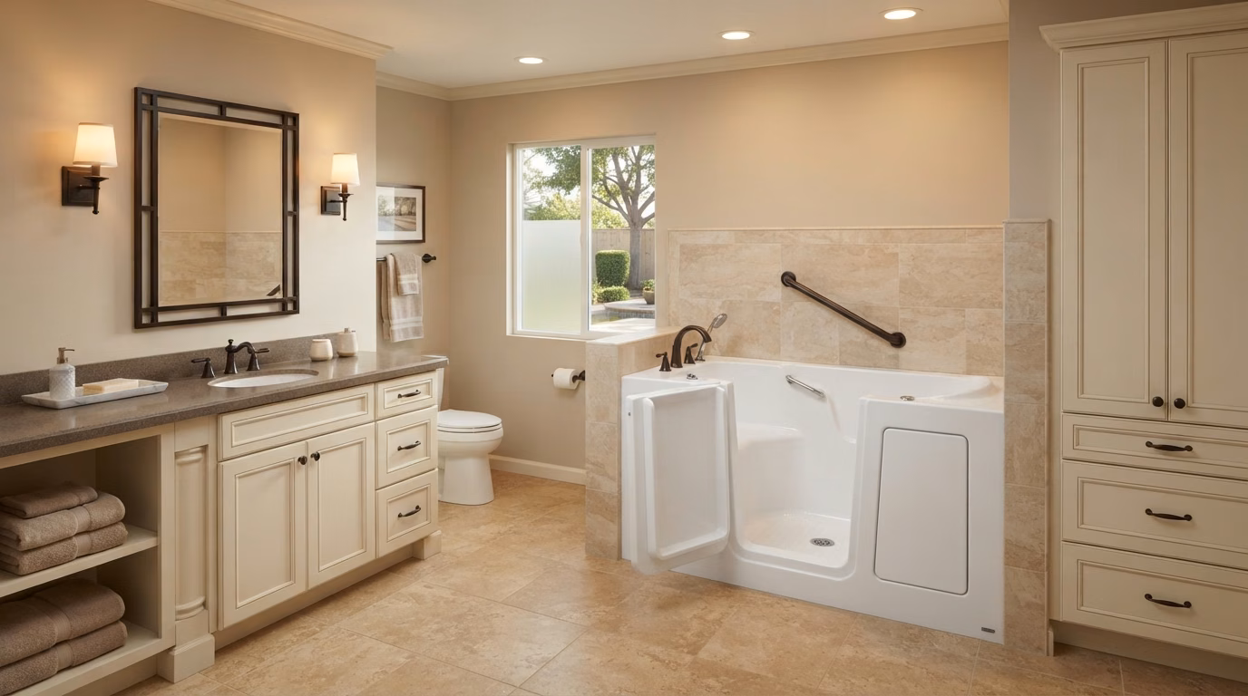Walk-in tub installation in Orange County.